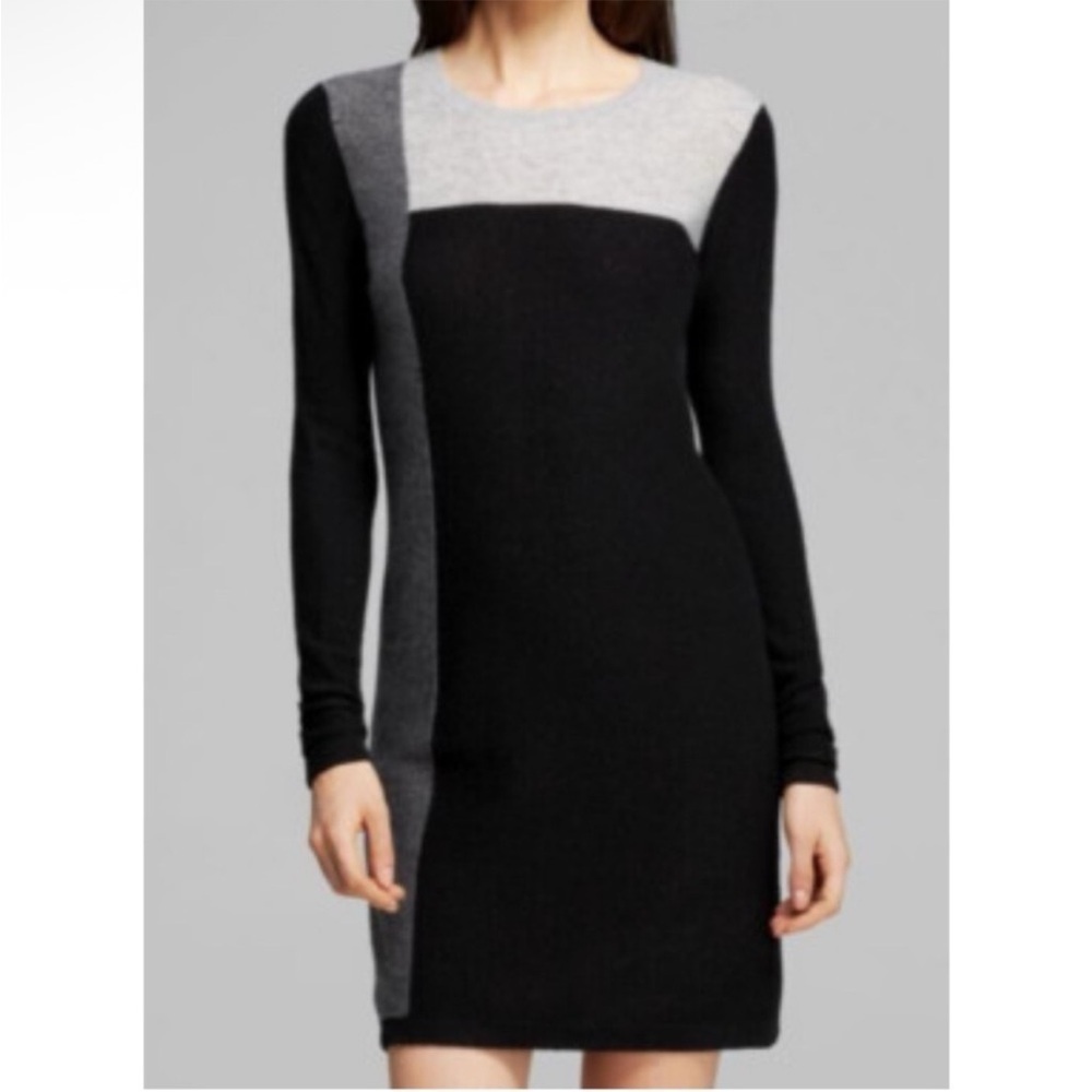Vince Colorblock 100% Cashmere Dress Black White‎ Gray Size XS